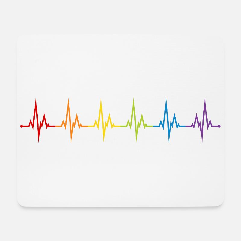 LGBT Herzschlag EKG Gay Pride CSD Regenbogen Bunt - Mousepad (Querformat) - Weiß