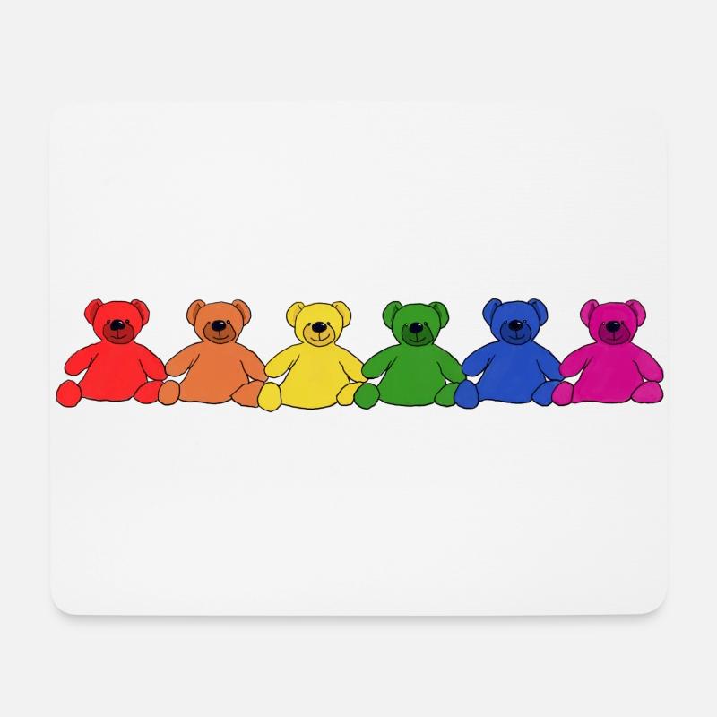 Regenbogen Teddys - Mousepad (Querformat) - Weiß