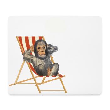 Affe Traum Urlaub Liegestuhl - Mousepad (Querformat) - Weiß - Vorne