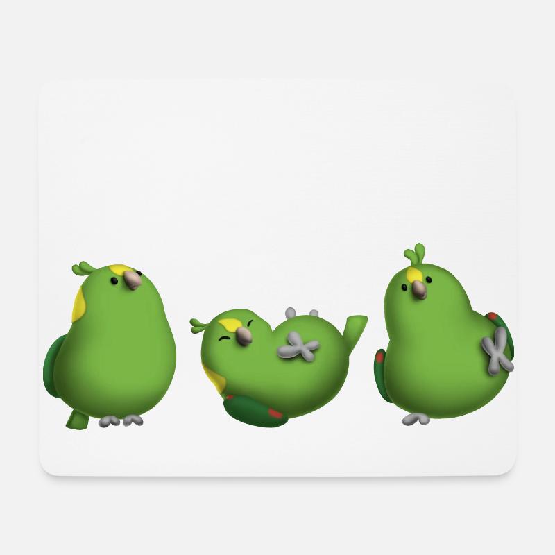 3 niedliche gelbnackenige Amazonspapageien, Tonoptik - Mousepad (Querformat) - Weiß