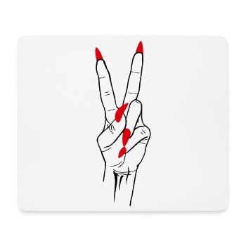 Victory Peace Hand Sign - Mouse Pad (horizontal) - white - Front