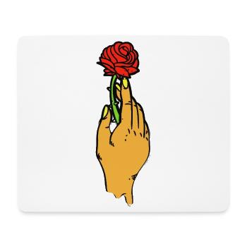 Rose Held in Bold Line Art - Mouse Pad (horizontal) - white - Front