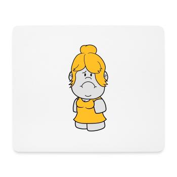 female huebsch big head small woman maedchen - Mouse Pad (horizontal) - white - Front