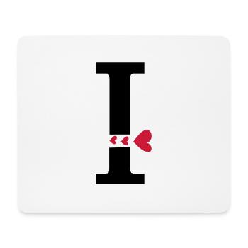 Capital letter I with hearts - Mouse Pad (horizontal) - white - Front