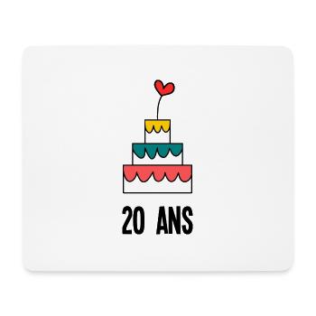 20 ANS. 20e ANNIVERSAIRE. ANNIVERSAIRE 20 ANS - Tapis de souris (format paysage) - blanc - Devant