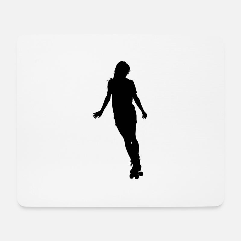 Roller Derby skater girl, quad skates roller skate - Mousepad (Querformat) - Weiß