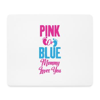 Pink or Blue Mommy Loves You Baby Gender Reveal - Tapis de souris (format paysage) - blanc - Devant