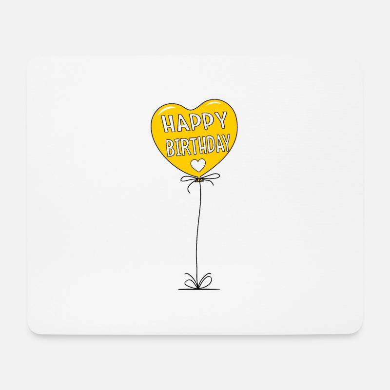 Luftballon Happy Birthday Gelb - Mousepad (Querformat) - Weiß