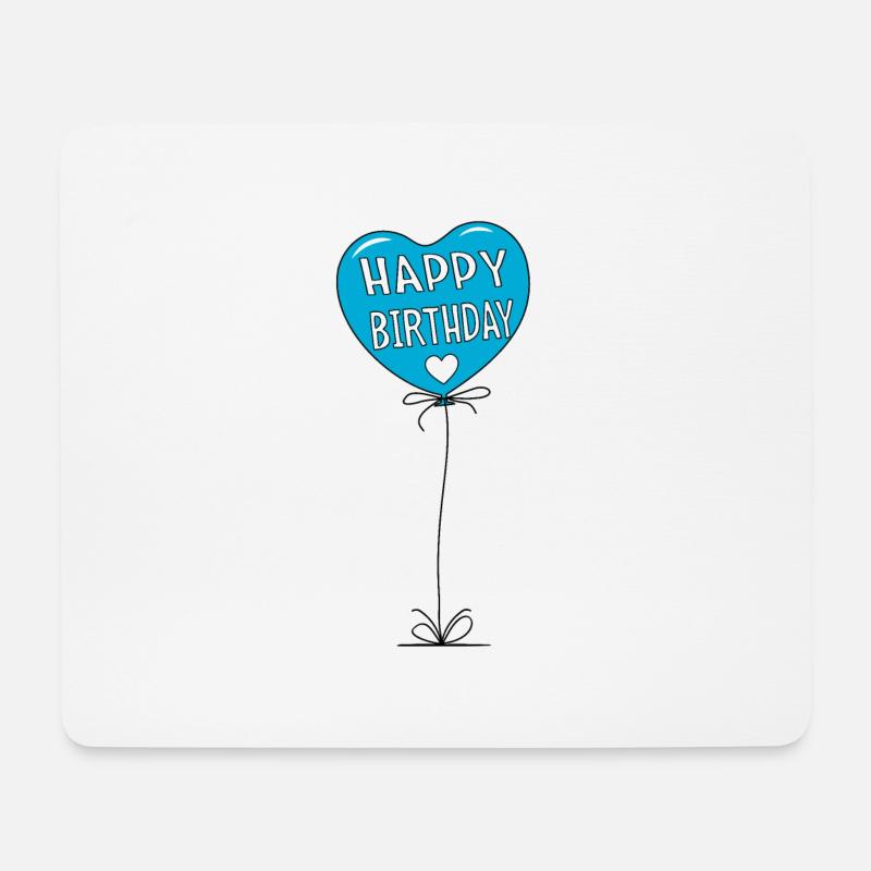 Luftballon Happy Birthday Turkis - Mousepad (Querformat) - Weiß
