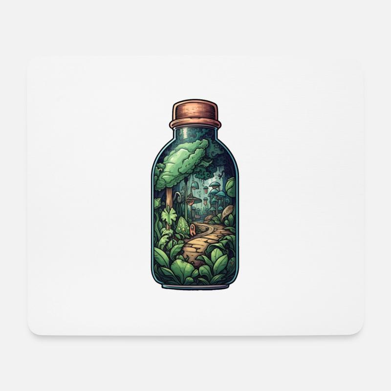 Dschungel Flasche Zeichnung - Mousepad (Querformat) - Weiß