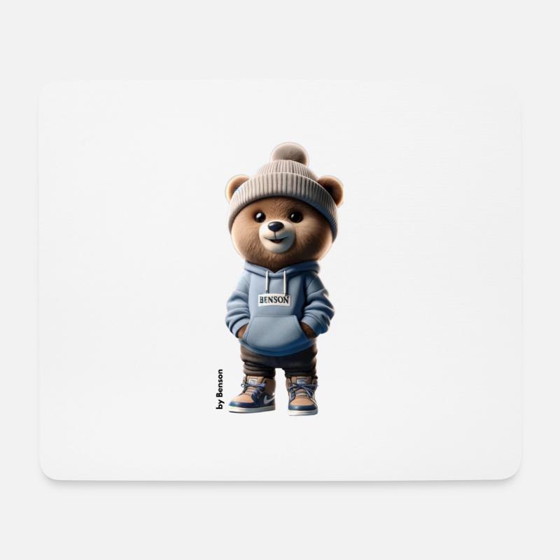 Baer mit Hoodie - Mousepad (Querformat) - Weiß