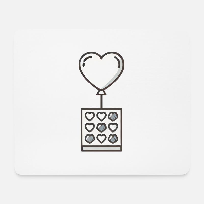 Herzluftballon an Pralinenschachtel - Mousepad (Querformat) - Weiß