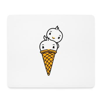 Vögel Eis Waffel Waffeleis Kugeln Eiscreme Eistüte - Mousepad (Querformat) - Weiß - Vorne