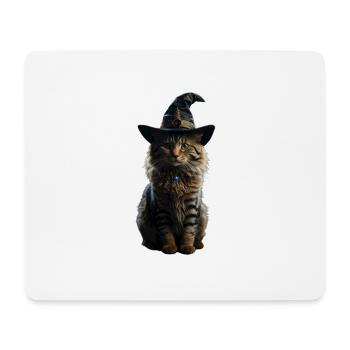 Chat sorcière Halloween - Tapis de souris (format paysage) - blanc - Devant