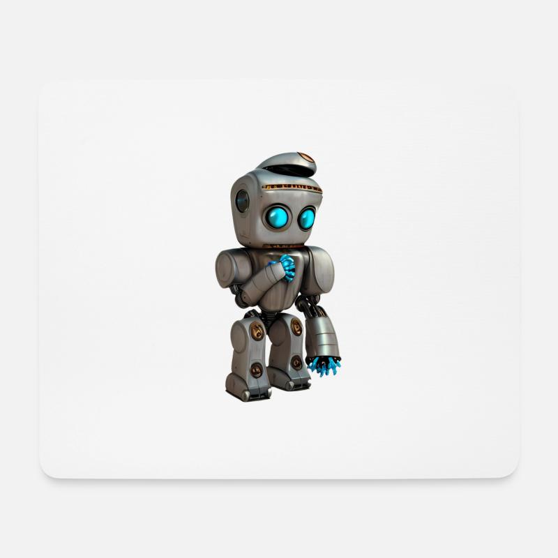 Blauäugiger Roboter - Mousepad (Querformat) - Weiß