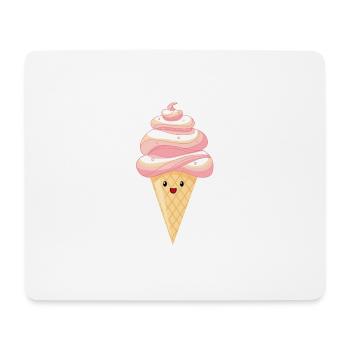 Kawaii - glace sur croissant - Tapis de souris (format paysage) - blanc - Devant