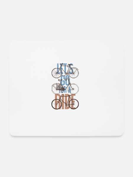 Vintage Bicycle "Let's Go For A Ride" -Retro Bikes - Mouse Pad (horizontal) - white