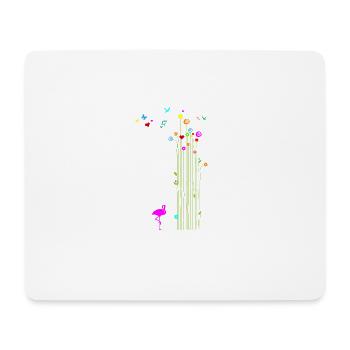 Frühling Flamingo Blume Schmetterling Valentinstag - Mousepad (Querformat) - Weiß - Vorne