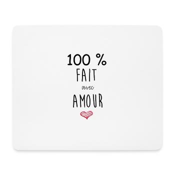 100% FAIT AVEC AMOUR - Tapis de souris (format paysage) - blanc - Devant