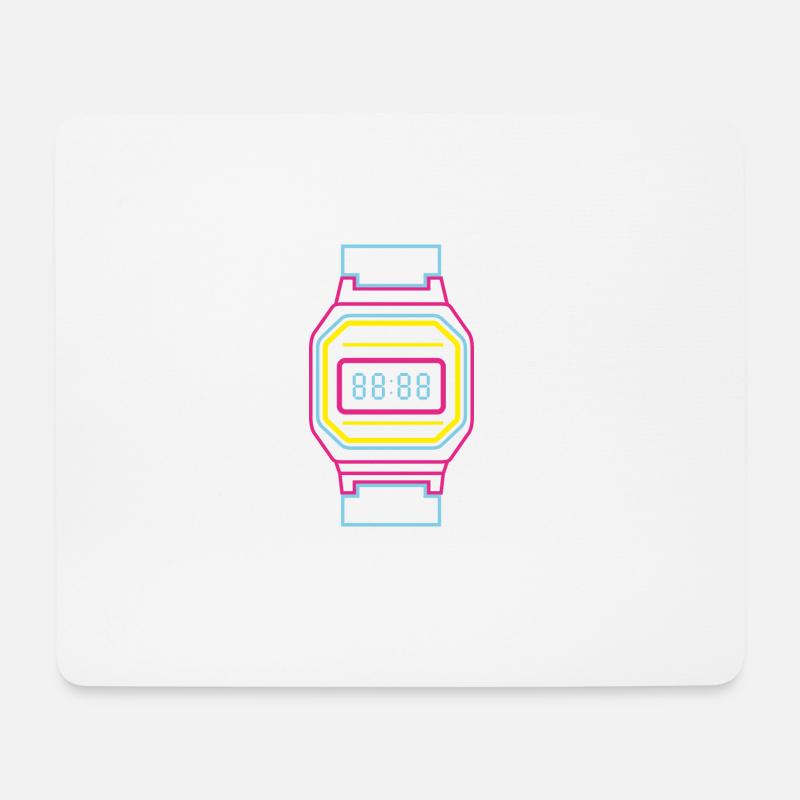 Digital clock in neon colors 80s - Mouse Pad (horizontal) - white