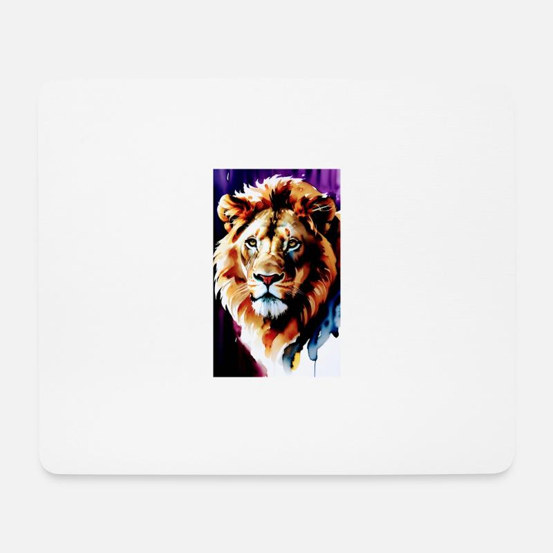 Watercolour Lion's Head - Mouse Pad (horizontal) - white