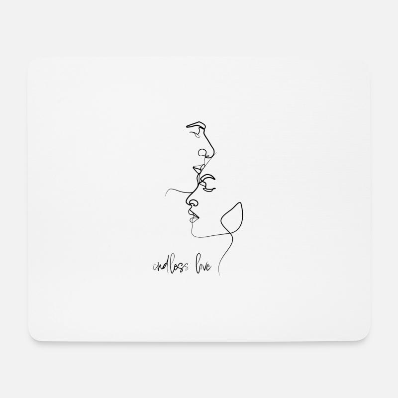 Endless love kiss - Line Art - Mousepad (Querformat) - Weiß