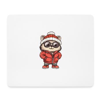 Igel Winter - Mousepad (Querformat) - Weiß - Vorne