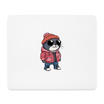Robbe Tier Winter - Mousepad (Querformat) - Weiß - Vorne