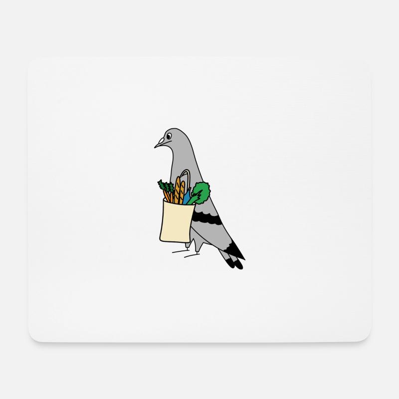 Pigeon Grocery Bag – Urban Minimal Illustration - Mouse Pad (horizontal) - white