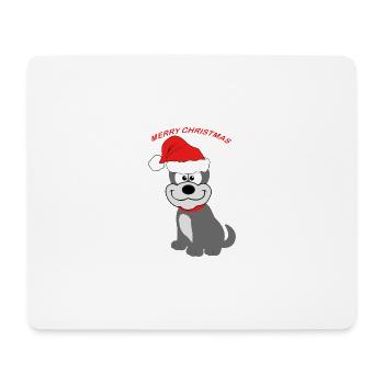 Niedlicher-Hund mit Weihnachtsmütze - Mousepad (Querformat) - Weiß - Vorne