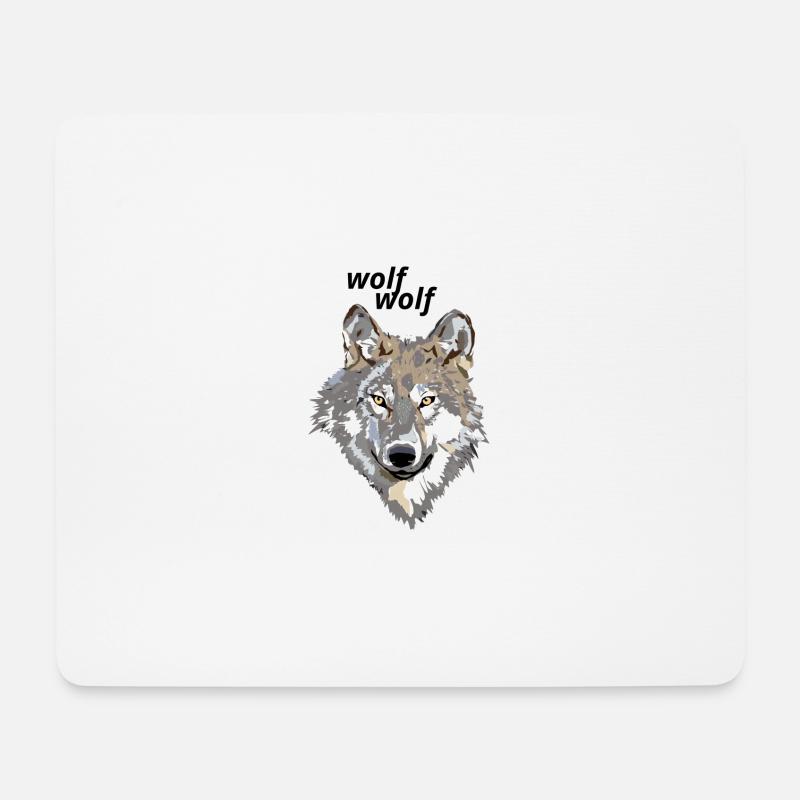 Loup - Tapis de souris (format paysage) - blanc