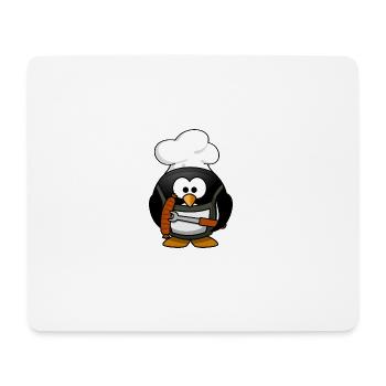 Kochender Pinguin mit Bratwurst. Geschenkidee - Mousepad (Querformat) - Weiß - Vorne