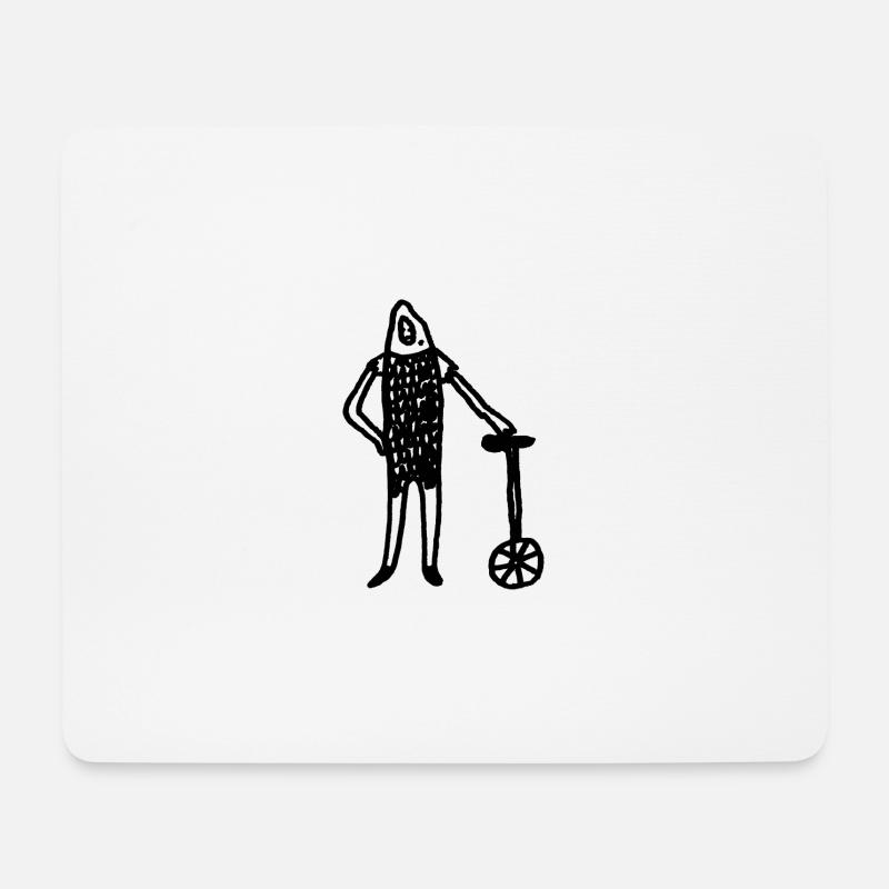 Ritter_mit_Einrad - Tapis de souris (format paysage) - blanc