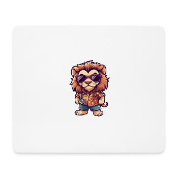 Lion Bande dessinée Vacances - Tapis de souris (format paysage) - blanc - Devant