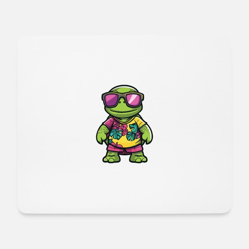 Tortue Bande dessinée Vacances - Tapis de souris (format paysage) - blanc