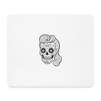 Mexikanischer Totenkopf_Rockabilly Frisur ausmalen - Mousepad (Querformat) - Weiß - Vorne
