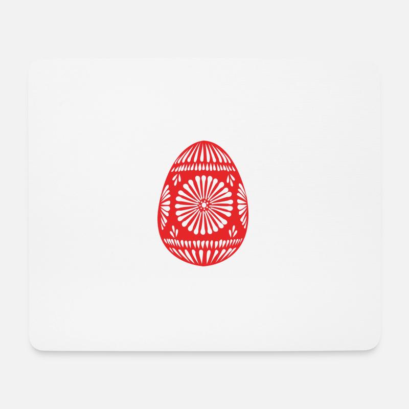 Rotes gemustertes Osterei - Mousepad (Querformat) - Weiß