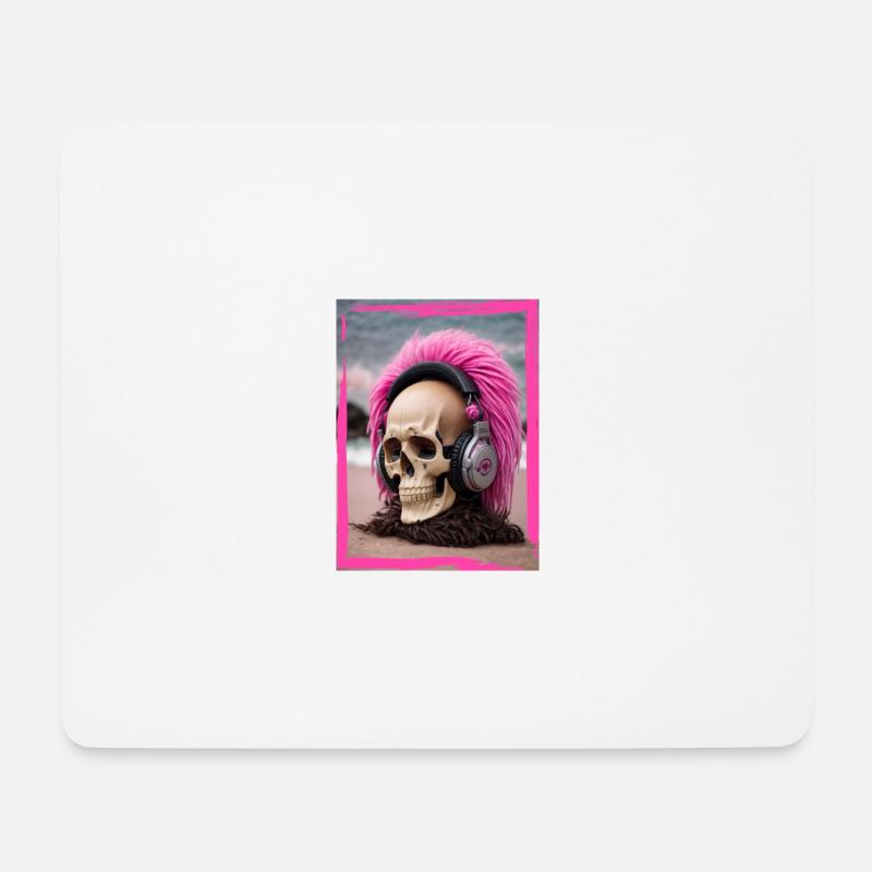 Pink DJ Surfer Skull - Mousepad (Querformat) - Weiß