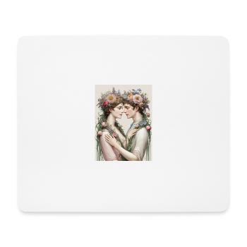 Amoureux et bouquets - Tapis de souris (format paysage) - blanc - Devant