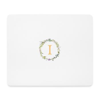I Monogramm Eukalyptus-Kranz - Mousepad (Querformat) - Weiß - Vorne