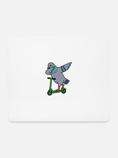 Taube auf Scooter - Mousepad (Querformat) - Weiß