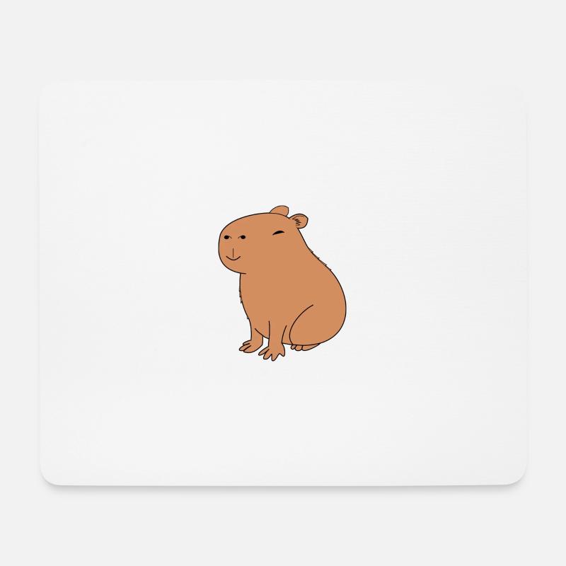 Fröhliches Capybara - Mousepad (Querformat) - Weiß