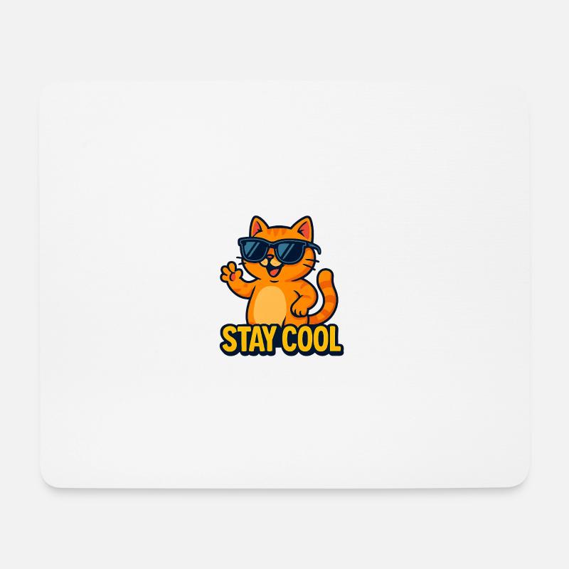 Stay Cool Cat - Coole Katze mit Sonnenbrille - Mousepad (Querformat) - Weiß