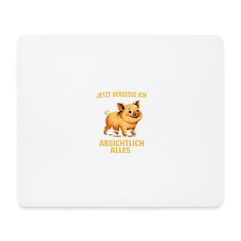Absichtlich Alles: Fröhliches Schweinchen - Mousepad (Querformat) - Weiß - Vorne