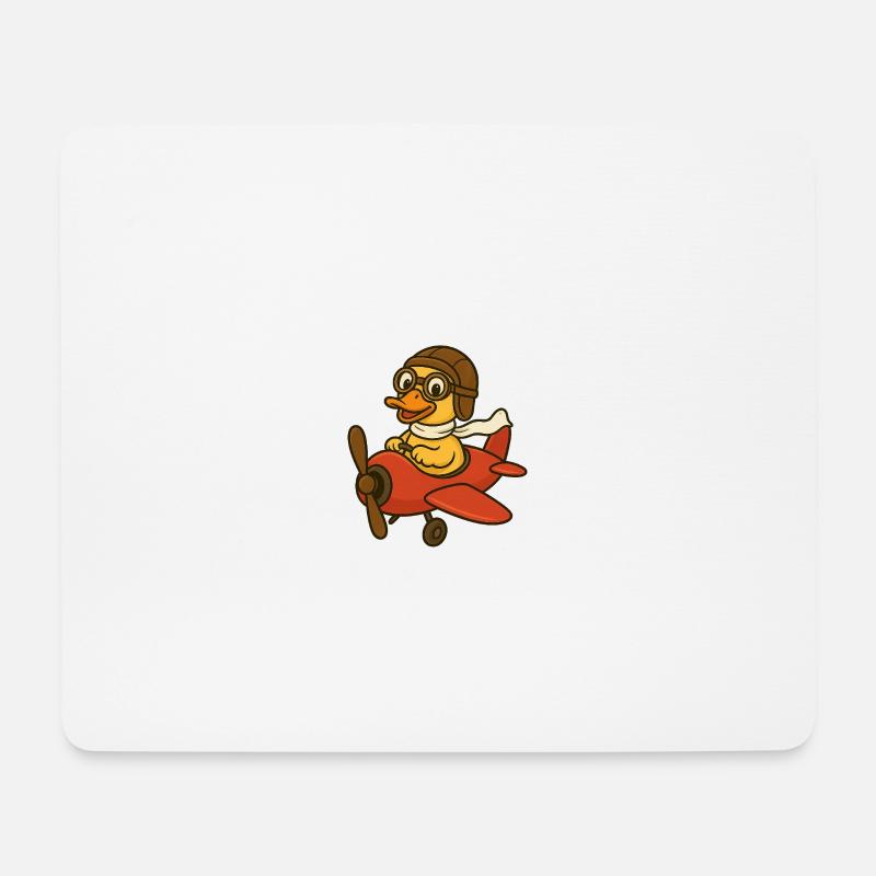 Abenteuer-Ente im Pilotenkostüm - Mousepad (Querformat) - Weiß