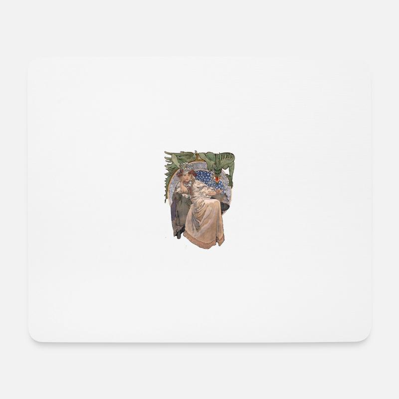 Princzessa Hyazinth mit Drache - Mousepad (Querformat) - Weiß