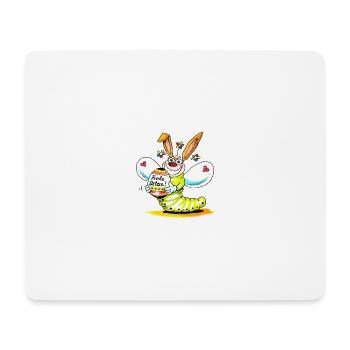 Frohe Ostern Blühwürmchen mit Osterhasen Ohren - Mousepad (Querformat) - Weiß - Vorne