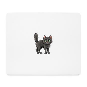Flauschige Katze mit großen grünen Augen - Mousepad (Querformat) - Weiß - Vorne