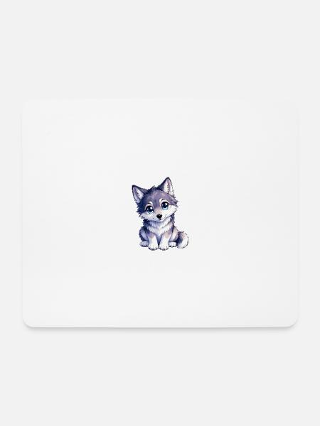 Kuscheliger Wolfswelpe mit blauen Augen - Mousepad (Querformat) - Weiß