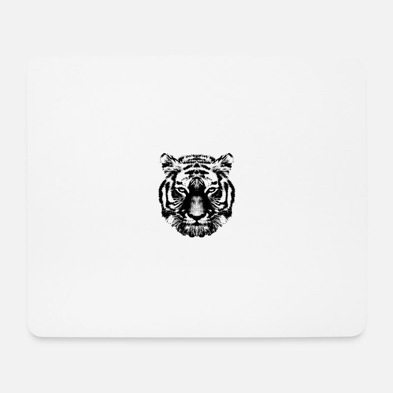 Tiger | Dot Art | black - Mousepad (Querformat) - Weiß
